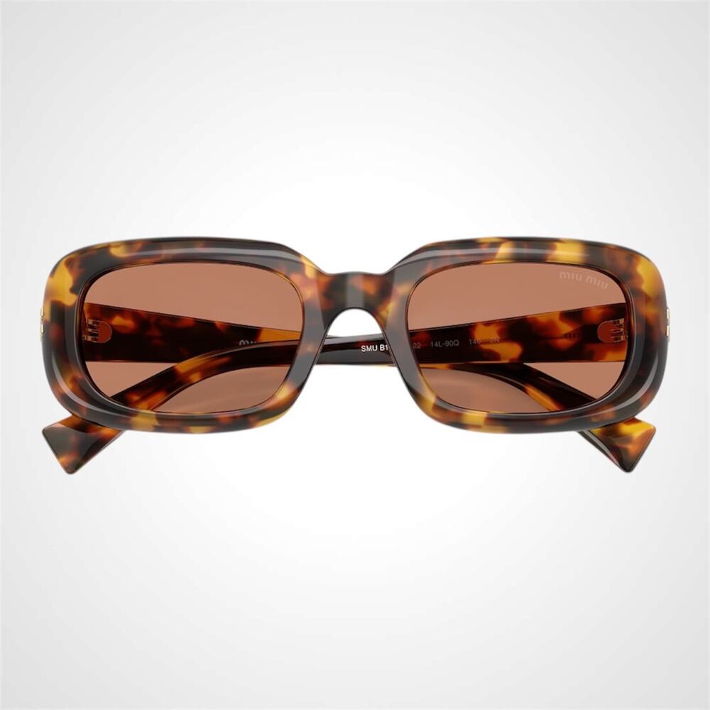 New MIU MIU Sunglasses Honey Havana Tortoise Brown Rectangle Reverie Womens - Picture 5 of 6